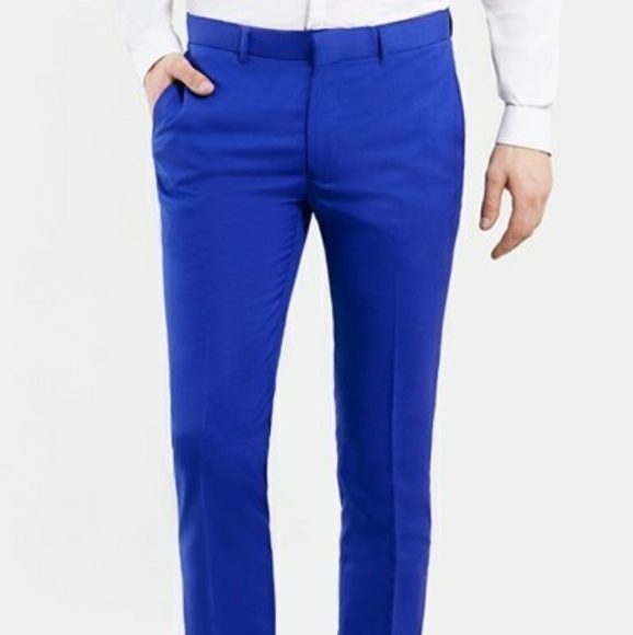 Topshop topman blue ares skinny trouser navy 100 percent wool lined 34" waist - Picture 11 of 15